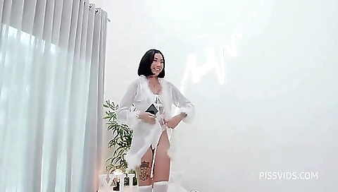 Sexy brunette masturbates with her boyfriend