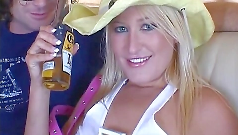 Brunette sucks a hard cock